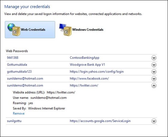 manage your credentials