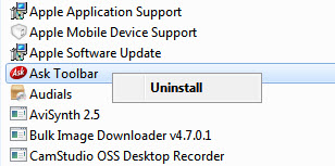 uninstall ask toolbar