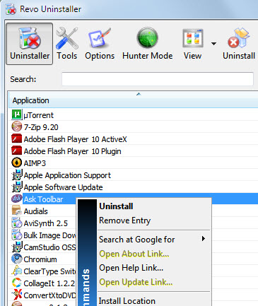 ask toolbar uninstall
