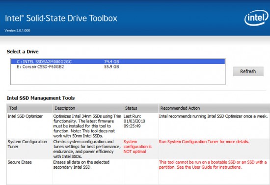 intel solid state drive toolbox