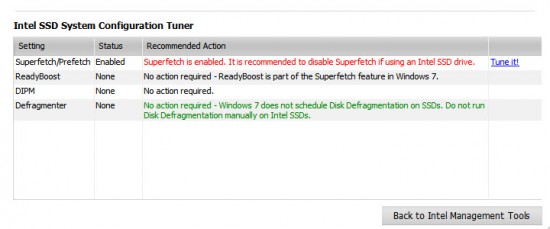 intel ssd system configuration tuner