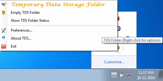 temporary data storage folder