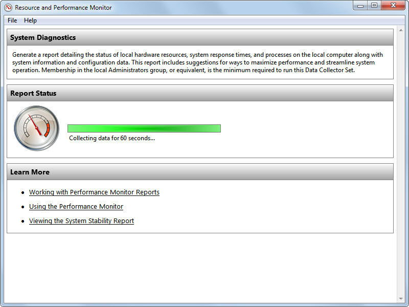 system diagnostics report