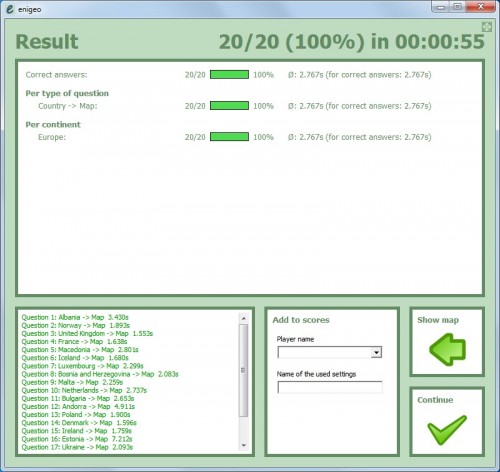 quiz results