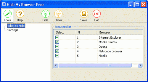 hide browsers list