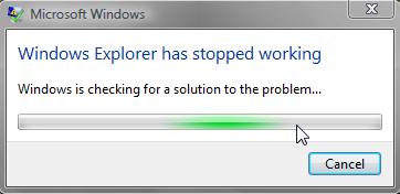 windows explorer has stopped working