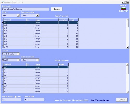 compare excel sheets