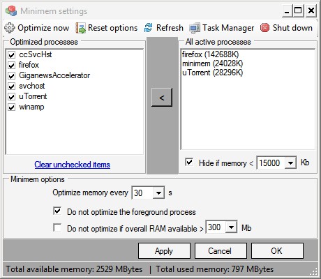 computer memory optimizer