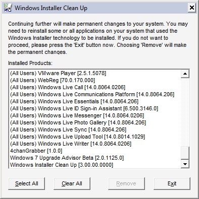 windows installer cleanup utility