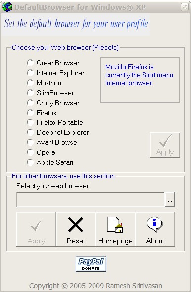 default internet browser