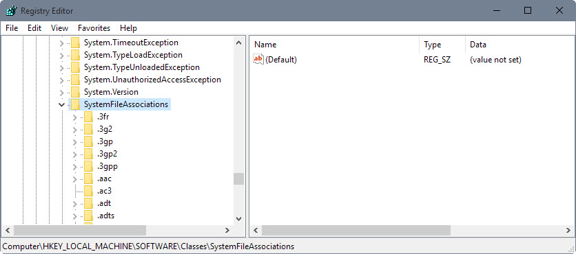 system file associations