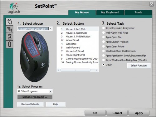 uberoptions logitech mouse