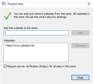 trusted sites