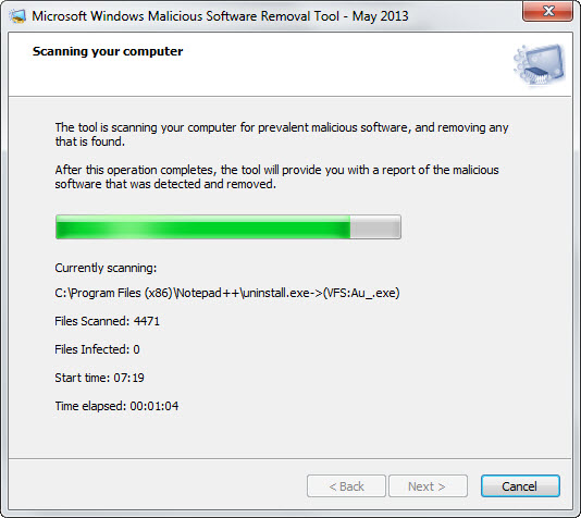 Microsoft windows malicious software removal tool