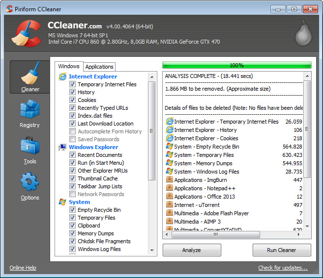 piriform ccleaner 4.0