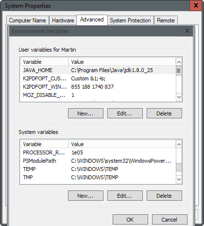 environment variables edit temp