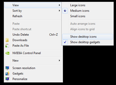 show desktop icons