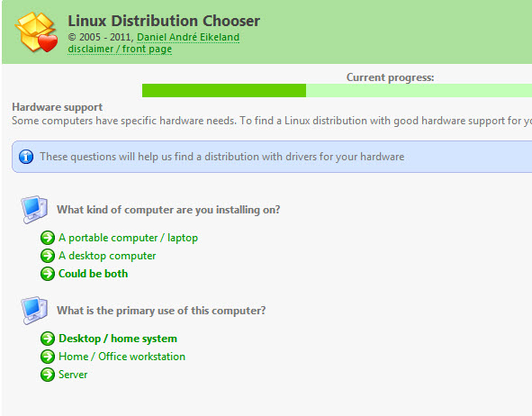 linux distributor chooser