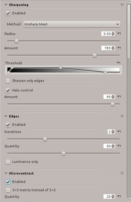 Figure 5: Sharpening settings.