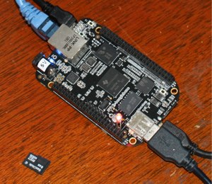 BeagleBone Black, with LED lighted.