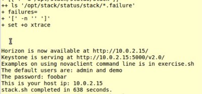 Figure 1: A successful OpenStack installation.