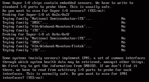 Probing system sensors at boot.