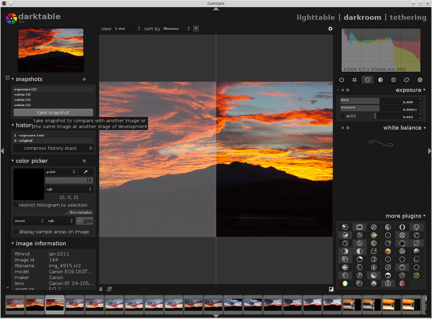 Figure 3: Using Snapshots to compare different stages during editing.