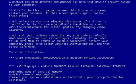 Microsoft Windows - Blue Screen of Death - BSoD - WindowsWally