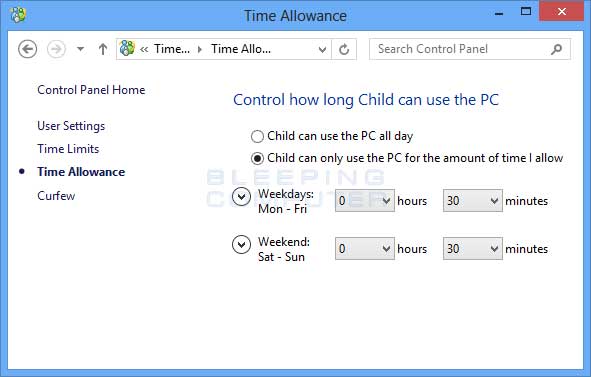 Time Allowance Setting