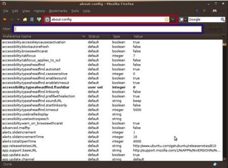 about:config in firefox