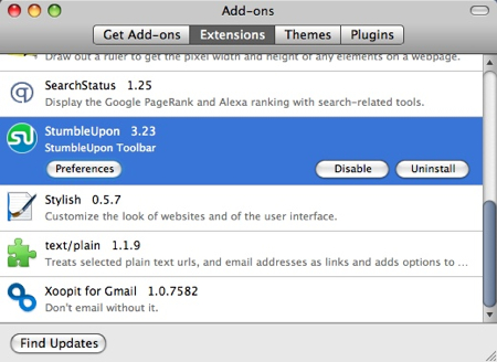firefox addons with stumbleupon added