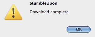 notification window that stumbleupon favorites have been downloaded