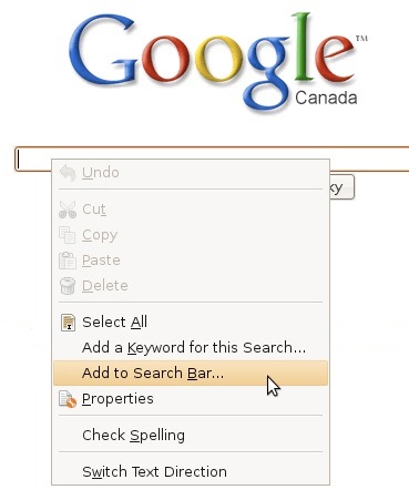 adding google to the firefox search bar