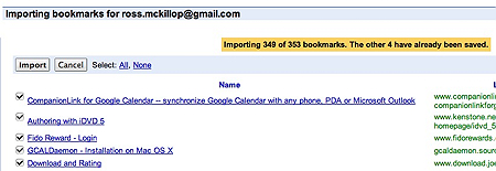 google bookmarks importing firefox bookmarks