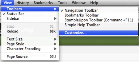 customize the firefox toolbar menu