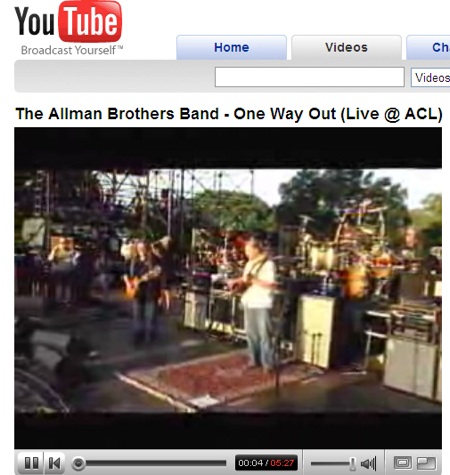 YouTube with Flash enabled the Allman Brothers rule