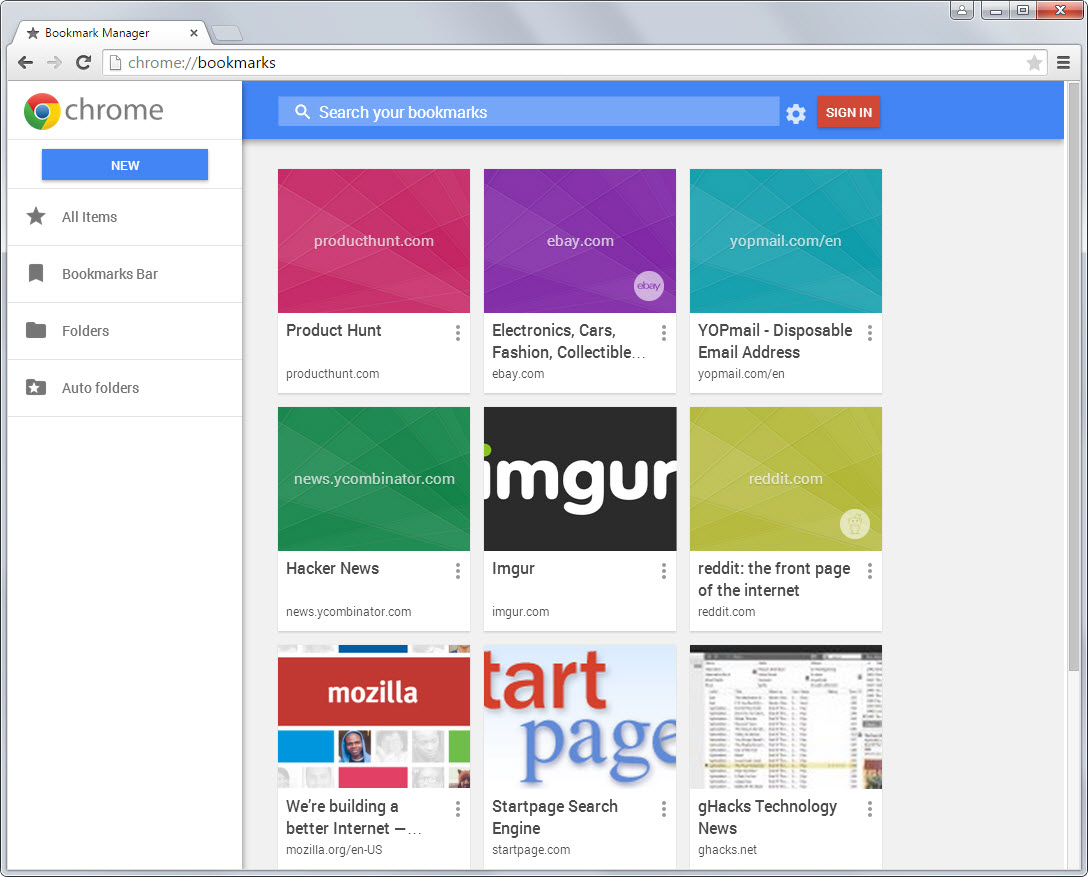 chrome new bookmark manager