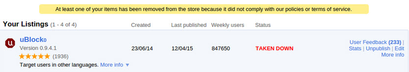 ublock taken down