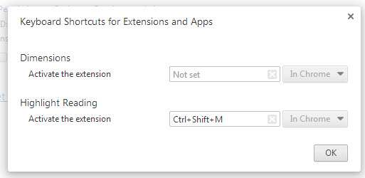 chrome keyboard shortcuts toggle extensions 