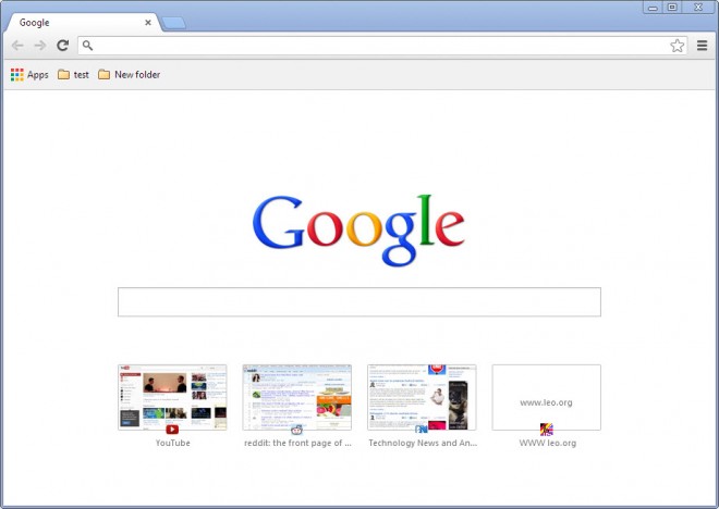 chrome new tab page