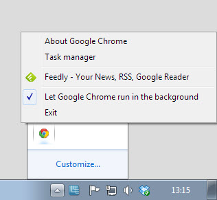 google chrome beta system tray