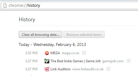 chrome history screenshot