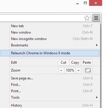 google chrome windows 8 mode