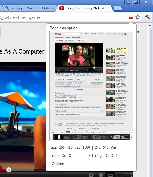 youtube video options