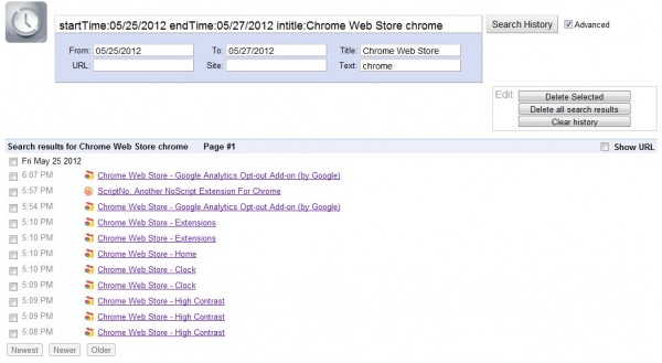 chrome ehistory search