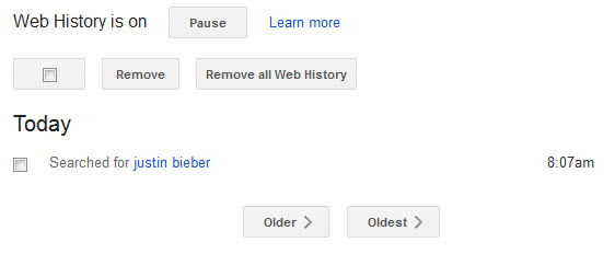 google web history