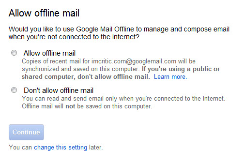 google mail offline