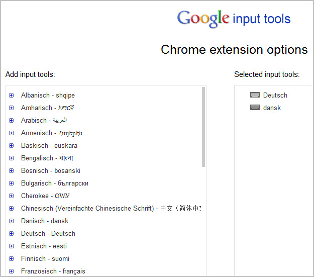 google input tools