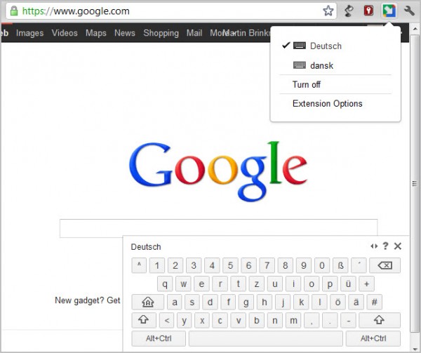 google chrome keyboard layout