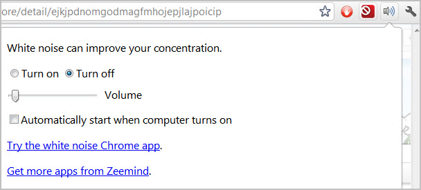 white noise chrome interface